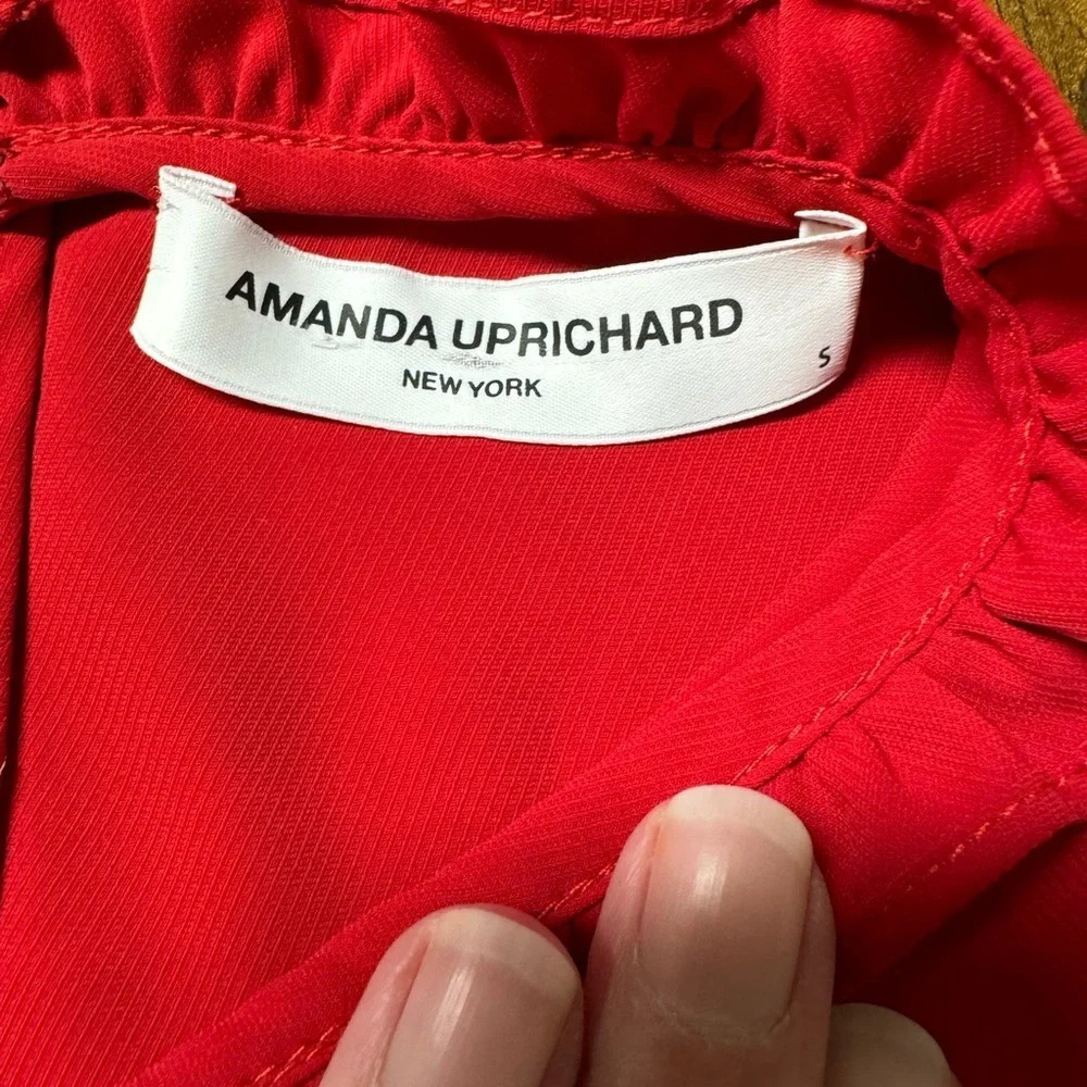 Amanda Uprichard High Neck Scruch Sleeves Top Career Office Romantic Size Small - Picture 8 of 8